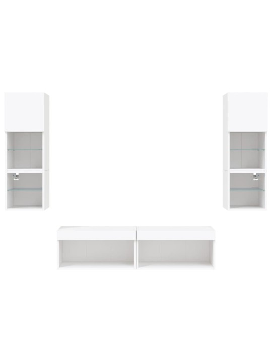 6-osaline telerikappide komplekt LED-tuledega, valge, tehispuit