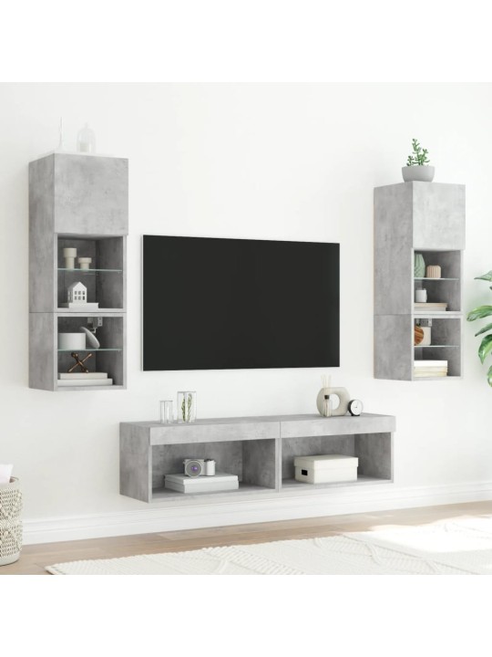 6-osaline telerikappide komplekt LED-tuledega, betoonhall