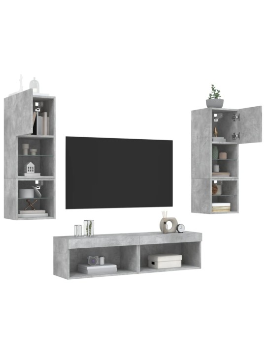 6-osaline telerikappide komplekt LED-tuledega, betoonhall