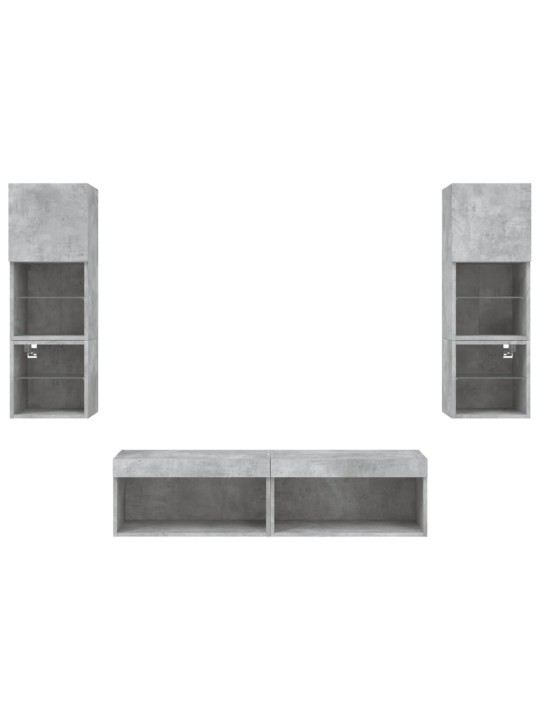 6-osaline telerikappide komplekt LED-tuledega, betoonhall
