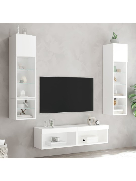 6-osaline telerikappide komplekt LED-tuledega, valge, tehispuit