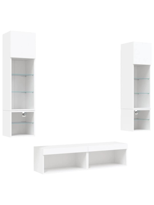 6-osaline telerikappide komplekt LED-tuledega, valge, tehispuit