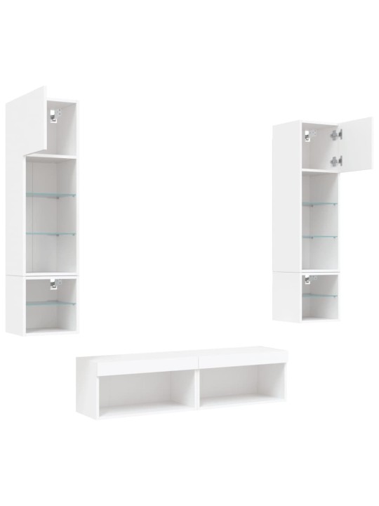 6-osaline telerikappide komplekt LED-tuledega, valge, tehispuit