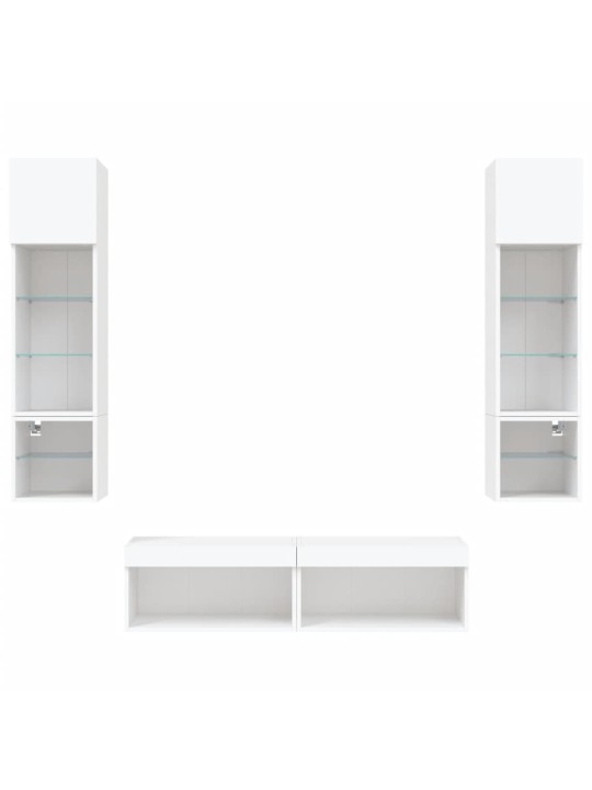 6-osaline telerikappide komplekt LED-tuledega, valge, tehispuit