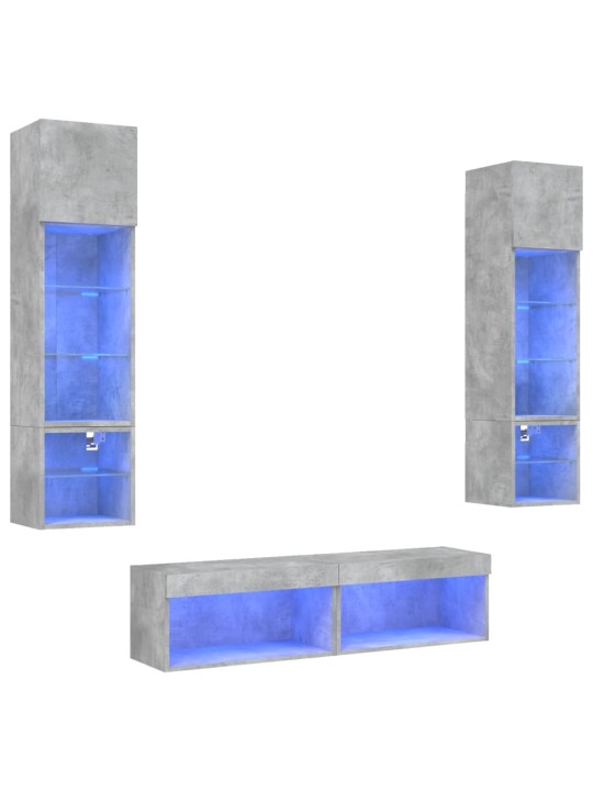 6-osaline telerikappide komplekt LED-tuledega, betoonhall