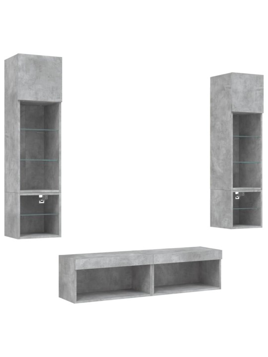 6-osaline telerikappide komplekt LED-tuledega, betoonhall