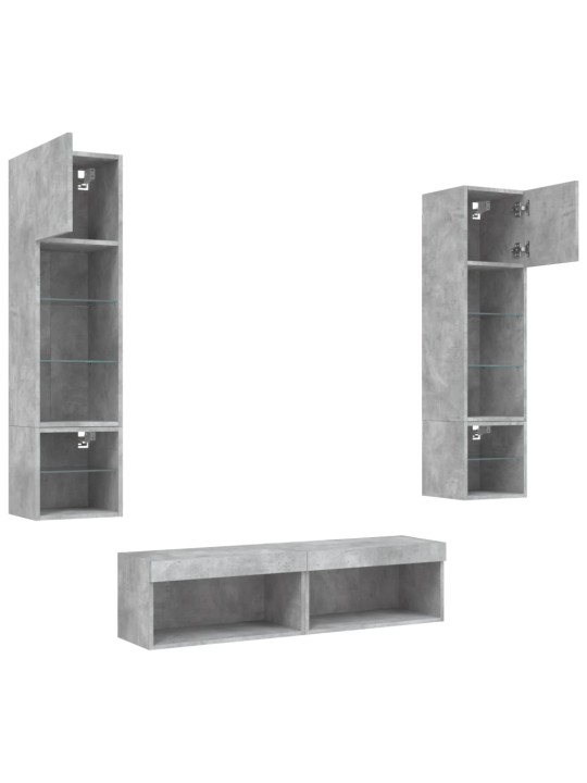 6-osaline telerikappide komplekt LED-tuledega, betoonhall