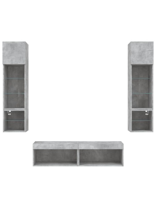 6-osaline telerikappide komplekt LED-tuledega, betoonhall