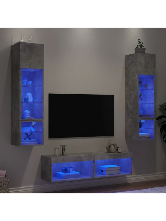 6-osaline telerikappide komplekt LED-tuledega, betoonhall