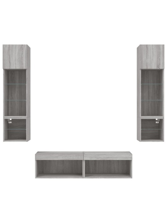 6-osaline telerikappide komplekt LED-tuledega, hall sonoma tamm