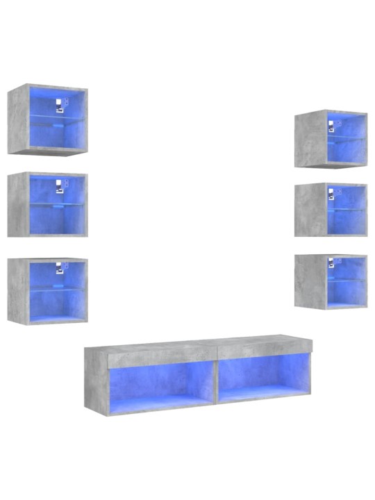 8-osaline telerikappide komplekt LED-tuledega, betoonhall