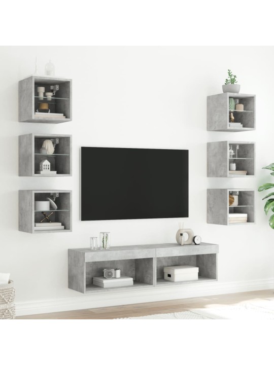 8-osaline telerikappide komplekt LED-tuledega, betoonhall