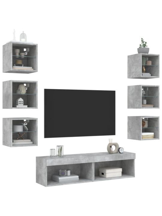 8-osaline telerikappide komplekt LED-tuledega, betoonhall