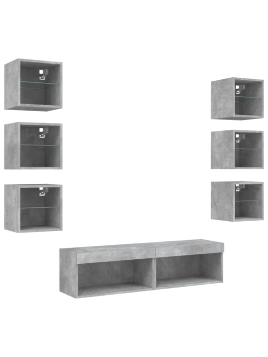 8-osaline telerikappide komplekt LED-tuledega, betoonhall