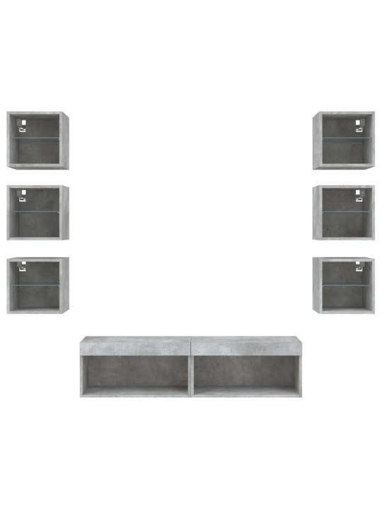 8-osaline telerikappide komplekt LED-tuledega, betoonhall