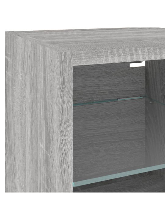 8-osaline telerikappide komplekt LED-tuledega, hall sonoma tamm
