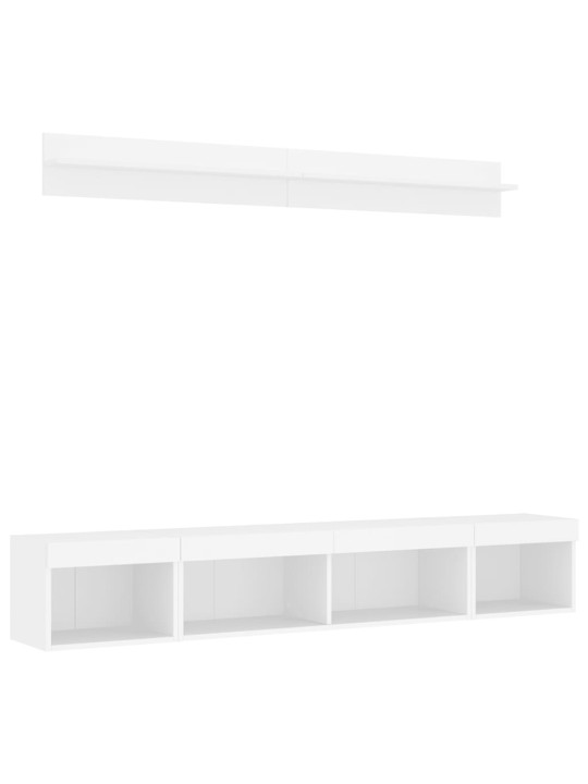 5-osaline telerikappide komplekt LED-tuledega, valge, tehispuit