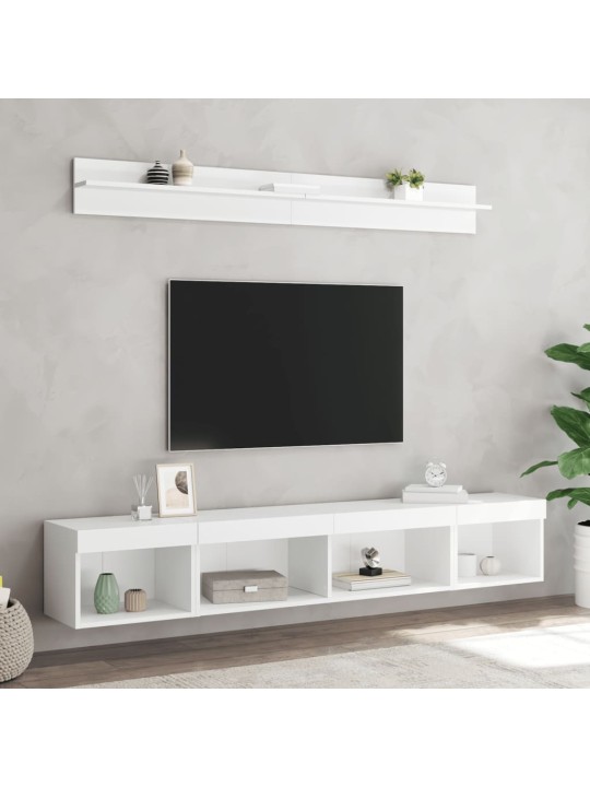 5-osaline telerikappide komplekt LED-tuledega, valge, tehispuit
