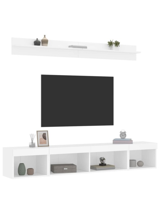 5-osaline telerikappide komplekt LED-tuledega, valge, tehispuit