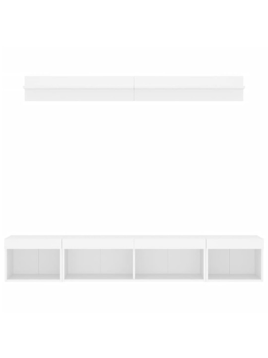 5-osaline telerikappide komplekt LED-tuledega, valge, tehispuit