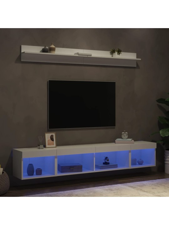 5-osaline telerikappide komplekt LED-tuledega, valge, tehispuit