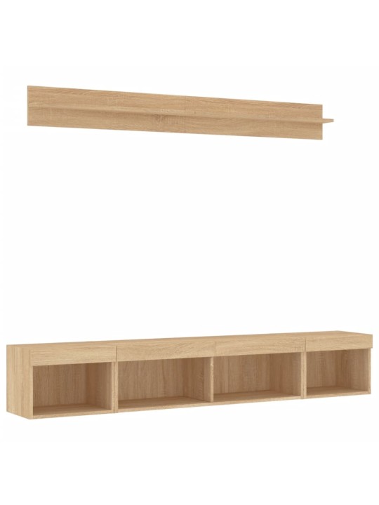5-osaline telerikappide komplekt LED-tuledega, sonoma tamm