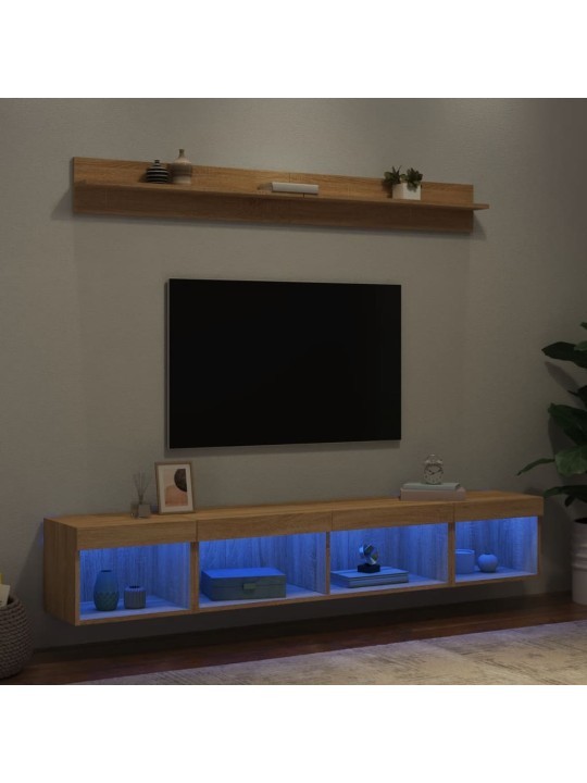 5-osaline telerikappide komplekt LED-tuledega, sonoma tamm