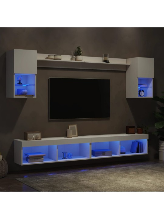 6-osaline telerikappide komplekt LED-tuledega, valge, tehispuit