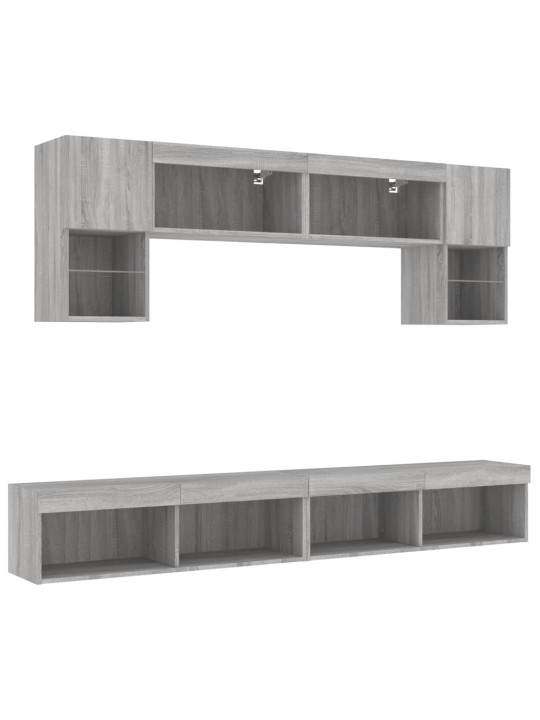 6-osaline telerikappide komplekt LED-tuledega, hall sonoma tamm