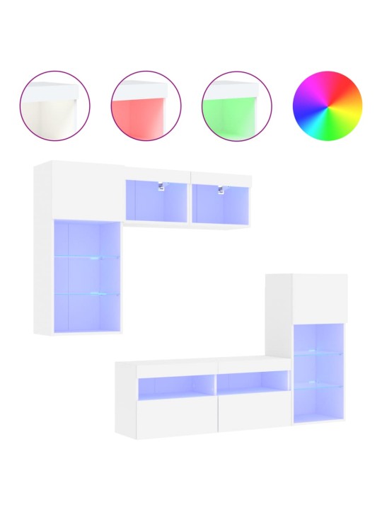 5-osaline telerikappide komplekt LED-tuledega, valge, tehispuit