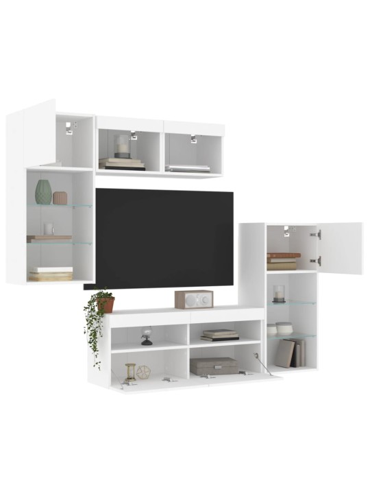 5-osaline telerikappide komplekt LED-tuledega, valge, tehispuit