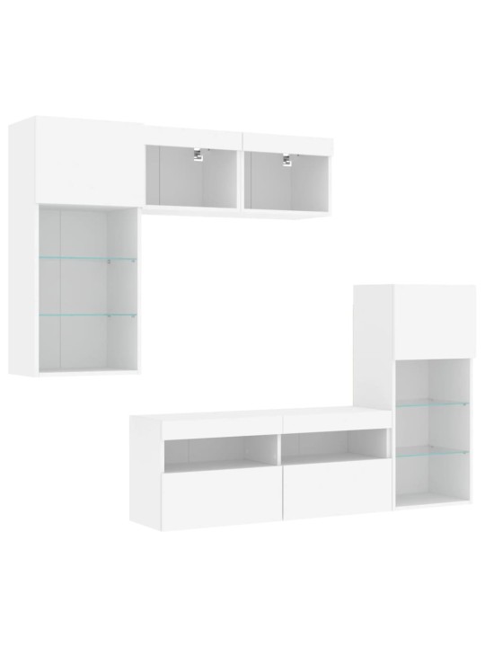 5-osaline telerikappide komplekt LED-tuledega, valge, tehispuit