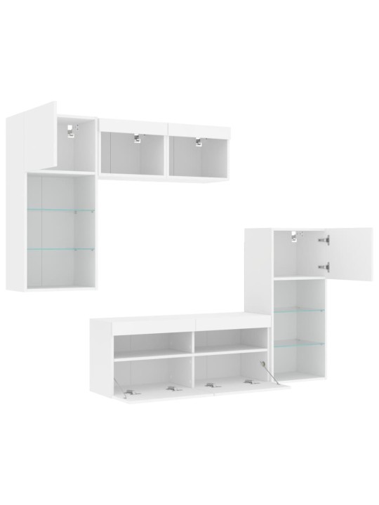 5-osaline telerikappide komplekt LED-tuledega, valge, tehispuit