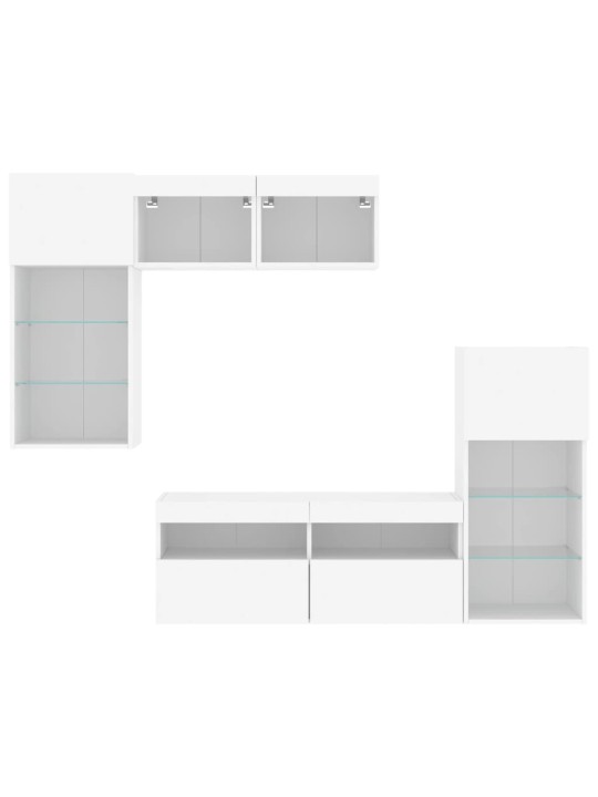5-osaline telerikappide komplekt LED-tuledega, valge, tehispuit