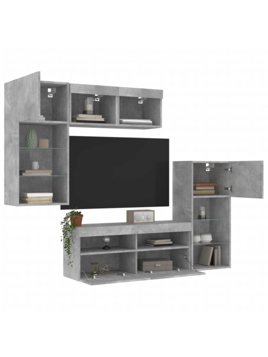5-osaline telerikappide komplekt LED-tuledega, betoonhall