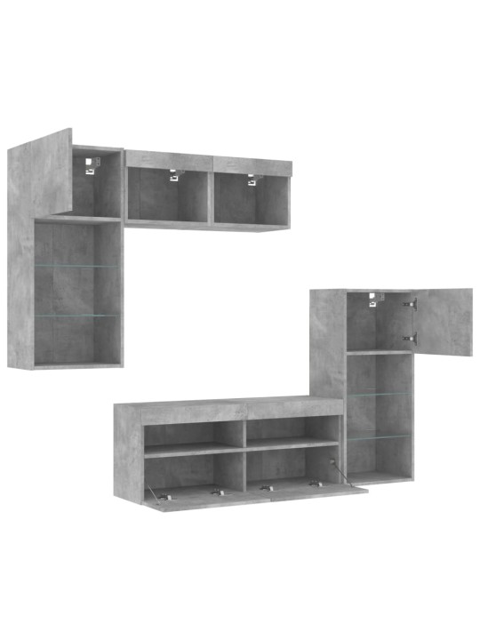 5-osaline telerikappide komplekt LED-tuledega, betoonhall