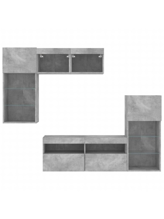 5-osaline telerikappide komplekt LED-tuledega, betoonhall