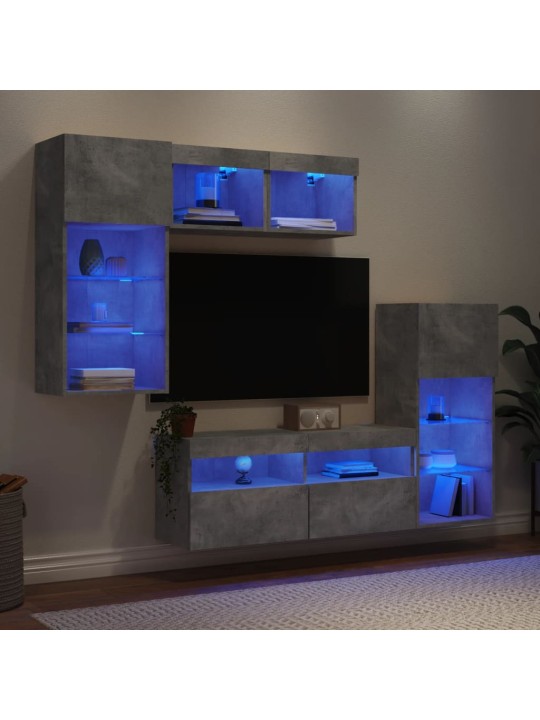 5-osaline telerikappide komplekt LED-tuledega, betoonhall
