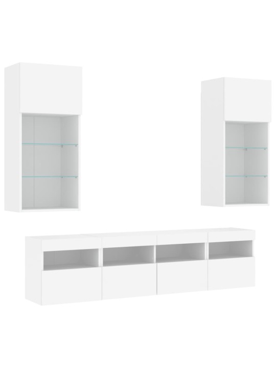 5-osaline telerikappide komplekt LED-tuledega, valge, tehispuit