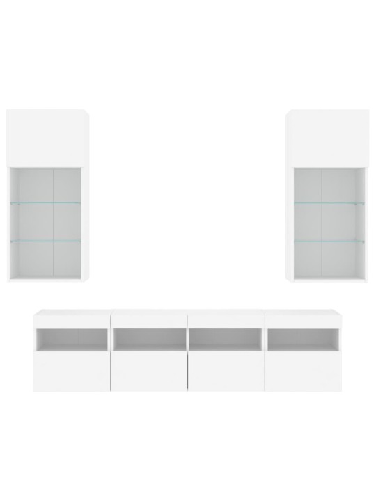 5-osaline telerikappide komplekt LED-tuledega, valge, tehispuit