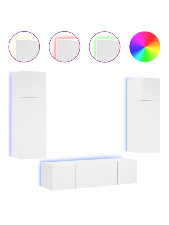 6-osaline telerikappide komplekt led-tuledega, valge, tehispuit