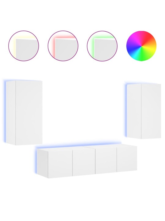 4-osaline telerikappide komplekt led-tuledega, valge, tehispuit