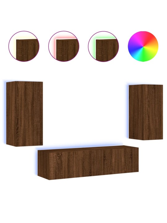 4-osaline telerikappide komplekt led-tuledega, pruun tamm
