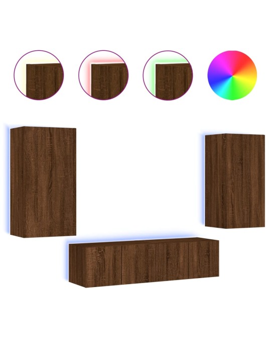 4-osaline telerikappide komplekt led-tuledega, pruun tamm