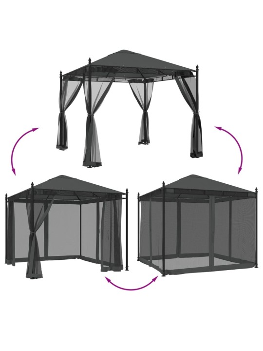 Võrkseintega paviljon, antratsiithall, 2,93 x 2,93 m, teras