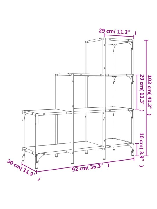 Raamatualus, must, 92 x 30 x 102 cm, tehispuit ja metall