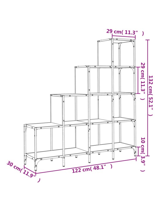 Raamatualus, hall sonoma, 122x30x132 cm, tehispuit ja metall