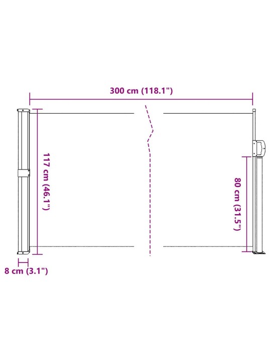Lahtitõmmatav külgsein, beež, 117 x 300 cm