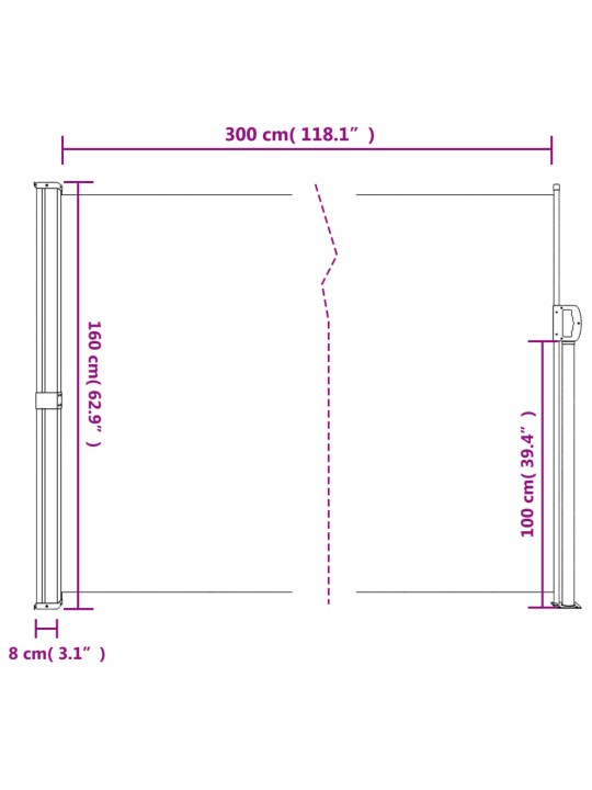 Lahtitõmmatav külgsein, beež, 160 x 300 cm