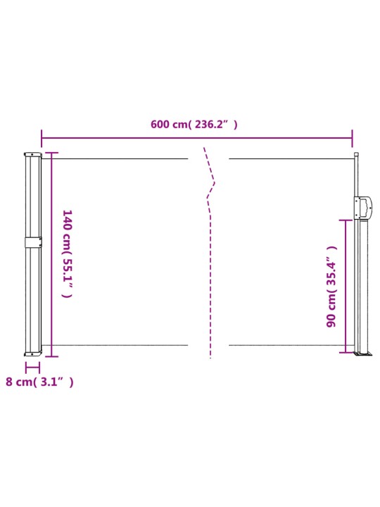 Lahtitõmmatav külgsein, beež, 140 x 600 cm